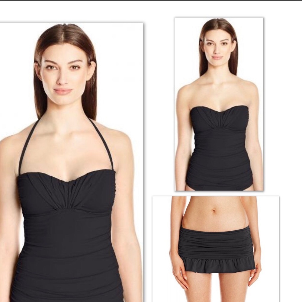 SKYE KALILA BANDEAU/RUCHED SKIRT BOTTOM SWIMSUIT